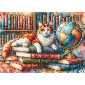 Puzzle 1000 pièces : LIVRES, GLOBE ET RRONNEMENTS