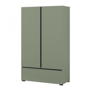 Armoire de rangement havana – 2 portes 1 tiroir – Coloris vert sauge et noir – Design moderne et compact
