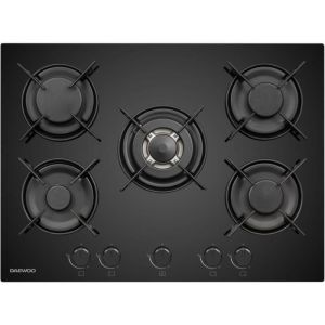 Daewoo Plaque de cuisson a gaz - 5 foyers - 70 cm - BH7GKF51BNM - Noir