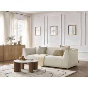 Bobochic Canap&eacute; droit fixe - Canap&eacute; droit fixe 3 places GIORGIA velours c&ocirc;tel&eacute; Beige