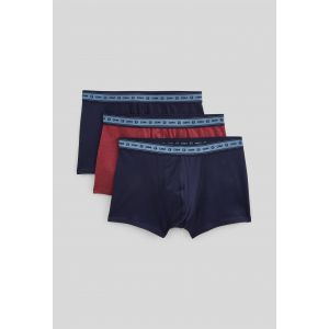 DIM Homme Coton Bio Good X3 Boxer, Bleu Denim/Rouge Vin/Bleu Denim, M EU
