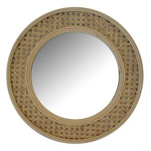 Miroir Rotin Rond 37cm Canne