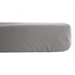 Vent du Sud Drap housse percale pur coton peign&eacute; longues fibres 80 fils/cm&sup2; avec bonnet de 35 cm cendre - 80 x 200 cm bonnet de 35 cm