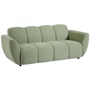 Vente-unique - Canapé 3 places en tissu vert effet matelassé julori