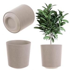 Pot de fleurs décoratif - Rond - En plastique - Pour la culture de plantes - Pour l'intérieur et l'extérieur - Beige - 30 cm, K9897 - Kadax