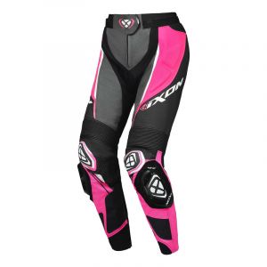 Ixon Pantalon cuir femme Vortex 3 Lady noir/rose/blanc- XS