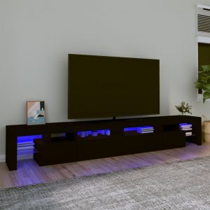 VidaXL Meuble TV avec lumières LED Noir 260x36,5x40 cm