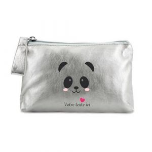 Image de Porte monnaie Taperso personnalisable argent motif panda et coeur