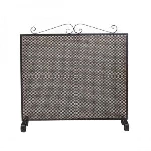 Visiodirect Grille de Protection pour cheminée, Grille Pare-feu modèle Lisse en Fer forgé coloris Noir - Hauteur 64 x Longueur 66,5 cm