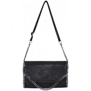 Sac Bandouliere Crazychic Sac Bandoulière Chaînes Nubuck Métalisé - Couleur Unique - Taille Noir