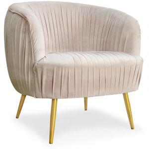 Image de Menzzo Fauteuil Dobras Velours Taupe pieds Métal Or