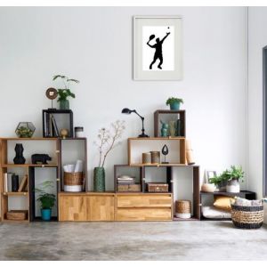 Shot Cadre Photo Tennis 30x40cm avec P e Partout Tableau Bois Verre (BLANC)