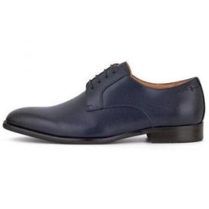Digel Simon Chaussures d'affaires à lacets en cuir lisse pour homme - Chaussures basses à lacets - Pour le bureau - Élégantes - Uni - Pour le bureau - Bleu foncé - Simples et élégantes - Classiques,