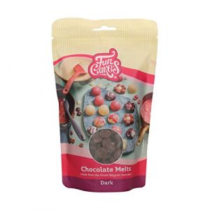 FunCakes Pistoles Chocolat Noir: Faire fondre du chocolat pour faire des bonbons sucrés, des drips, du glaçage, des drizzles. Fonte facile au micro-ondes ou au bain-marie, halal. 350g.