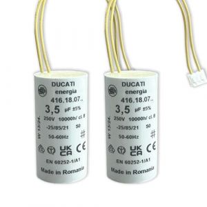 Lot de 2 &ndash; Condensateurs 3.5 &micro;F sp&eacute;cial volet roulant bubendorff &ndash; 2 fils avec connecteur &ndash; Fond plat &ndash; 450V