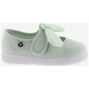 Victoria 105110-KIDS Ballerine OJAL&Aacute; Toile & Scratch & Noeud &Agrave; Rayures Ballerine Mixte Enfant Melon 18