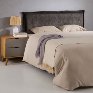 Idimex Tête de lit en tissu sur pieds en bois, gris, 160 cm