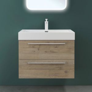 Mai&mai - Meuble de Salle de Bain Ch&ecirc;ne Clair 73cm Meuble sous Vasque Quadratto Meuble Suspendu avec Vasque