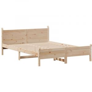 VidaXL Cadre de lit sans matelas 140x200 cm bois massif de pin, meuble de chambre &agrave; coucher, sommier, lit en bois, lit, lit double, lit &agrave; panneaux