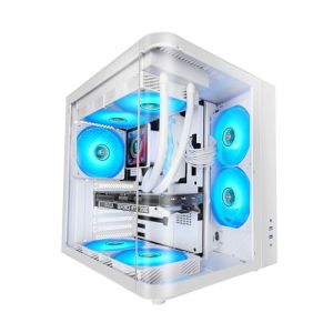 Mars Gaming Boîtier de jeu Mc-curv ATX triple courbure en verre trempé double chambre USB-C blanc
