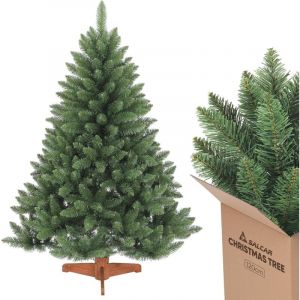 Salcar Sapin de Noël artificiel de avec support en bois, sapin Nordmann vert, 120 cm