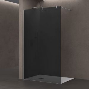 Paroi de douche &agrave; l'italienne 120cm color&eacute; pare-douche Bremen1VG 120x200 verre 8mm gris teint&eacute; barre rond - Gris - Sogood