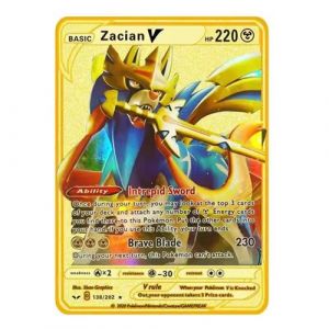 Carte de jeu en métal anglais pour Pokémon Zacian V