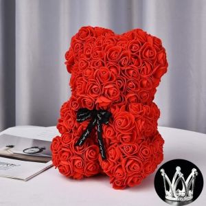 Rose Ours éternel Fleur Ours en Peluche Fleurs artificielles Saint Valentin Anniversaire de Mariage Anniversaire Cadeaux Jouets