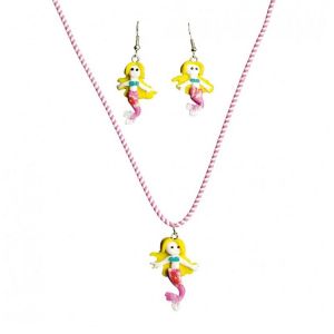 Ruedelafete Lot de 1 Collier + 2 Boucles d'oreilles Sirène