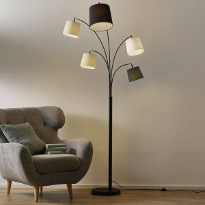 Boutica-design Lampadaire Foggy 5x25W E14 Noir Fumé