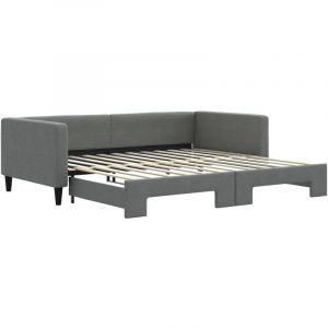 VidaXL Lit de jour avec lit gigogne gris foncé 100x200 cm tissu Gris foncé