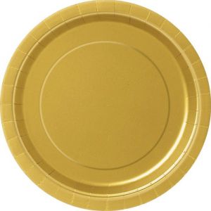 Unique Party Assiettes en Carton Écologiques-18 cm-Couleur Or-Paquet de 8, 3324EU, Gold