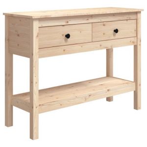 Décoshop26 Meuble d'entrée table console design élégant avec tiroirs 100 x 35 x 75 cm bois massif de pin DEC031494
