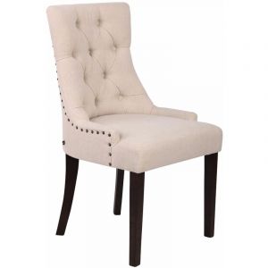 CLP Chaise de salle à manger ABERDEEN tissu beige Antique