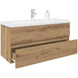 VidaXL Meuble lavabo avec bassin et robinet intégrés chêne artisanal