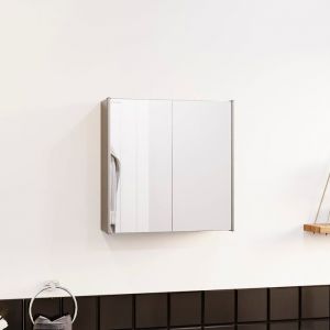 Armoire de Salle de Bain Tiano 2 Portes Miroir – Meuble de Rangement Mural en Acier Inoxydable