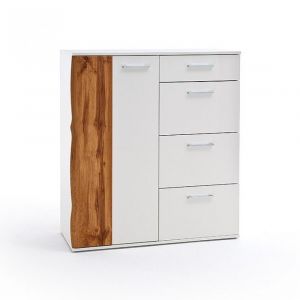 Inside75 Commode GRANTA bois 1 porte 4 tiroirs finition laqué blanc brillant