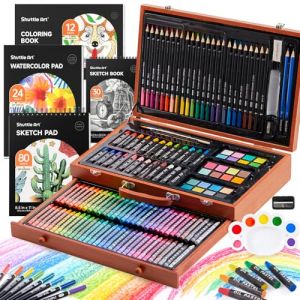 Malette de dessin - Shuttle Art - 186 pièces - Non-toxique - Boîte en bois - Pour enfants et adultes