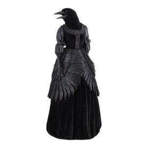 Statue corbeau lady velours résine 13x8x22cm noir - générique 13729