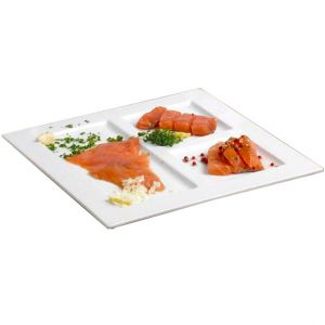 Image de Cosy & Trendy Assiette 3 compartiments plate carrée 29x29cm blanche en porcelaine - Faro