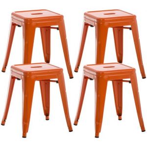 CLP Lot de 4 tabourets au style industriel Armin orange