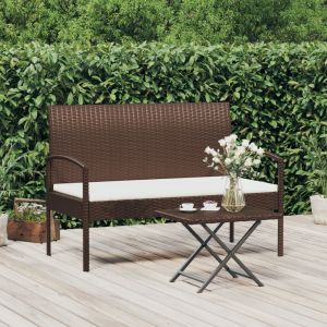 VidaXL Banc de jardin avec coussin marron 105 cm r&eacute;sine tress&eacute;e