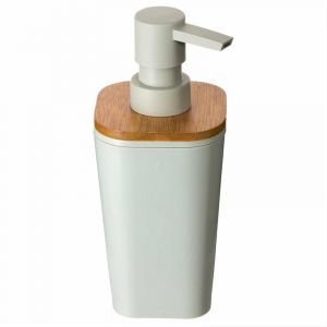 Distributeur de Savon Liquide Bambou 200ml - SILUMEN - Blanc - Blanc - Noir