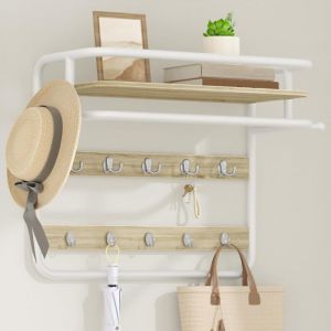 Porte manteau mural,Suspendue avec Tringle, 10 crochets amovibles