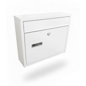 Relaxdays Bo&icirc;te aux lettres avec plaque nominative, H x L x P : 31 x 36 x 10 cm, r&eacute;sistante aux intemp&eacute;ries, 4 cl&eacute;s.