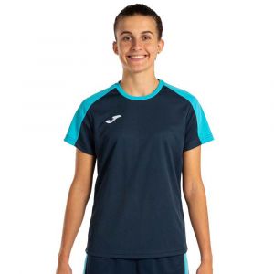 Joma Eco Championship T-Shirt à Manches Courtes pour Femme, Bleu Marine/Turquoise Fluo
