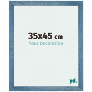 Your Decoration - 35x45 cm - Cadres Photo en mdf Avec Verre acrylique - Anti-Reflet - Excellente Qualit&eacute; - Bleu Brillant Patin&eacute; - Cadre Decoration