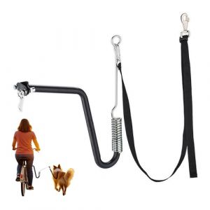 Relaxdays Laisse de vélo pour Chien, avec entretoise et Ressort, Mains Libres, Noir/argenté