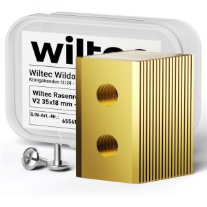wiltec Lot de 18 lames de rechange pour robot tondeuse V2 – en Acier inoxydable et Titane – 35 x 18 mm – épaisseur 0,75 mm – Tonte de Gazon