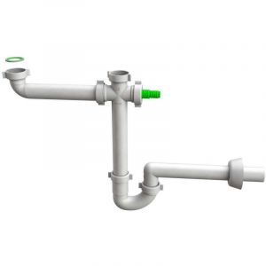 Kiamami Valentina Siphon D'évier Double Entrée Avec Vidange Latérale De L'appareil / Space Cross 2